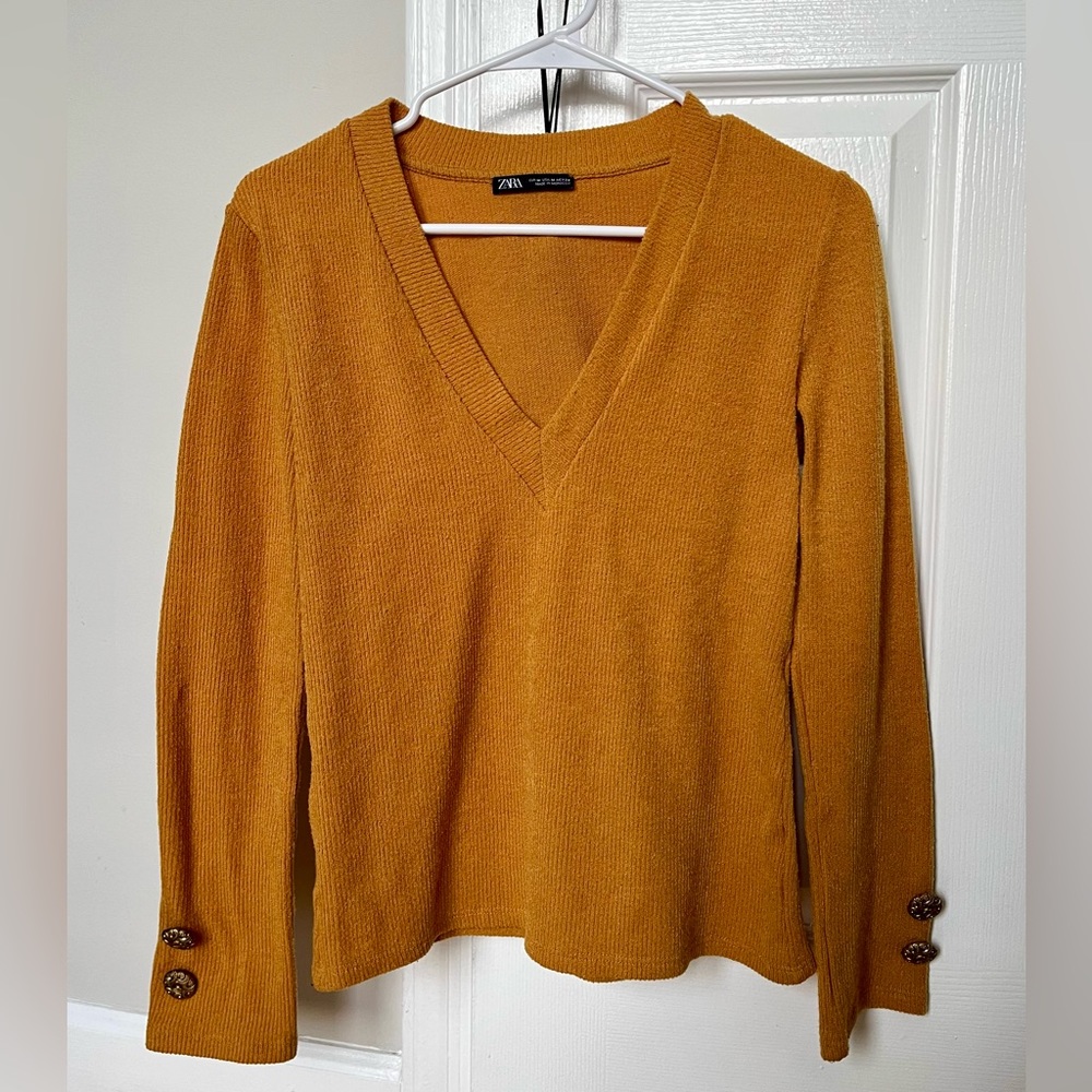 Zara v-neck long sleeve top